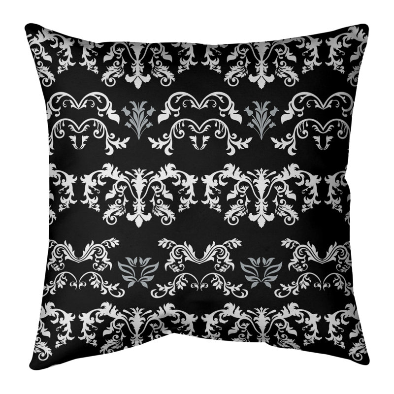 Housse de coussin carré Las Vegas Football Baroque, Noir / Blanc / Gris, 14 po x 14 po, Polyester sergé