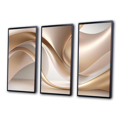 " Luscious Liquid Gold In Subdued Pink And Taupe VIII " 3 - Pieces
