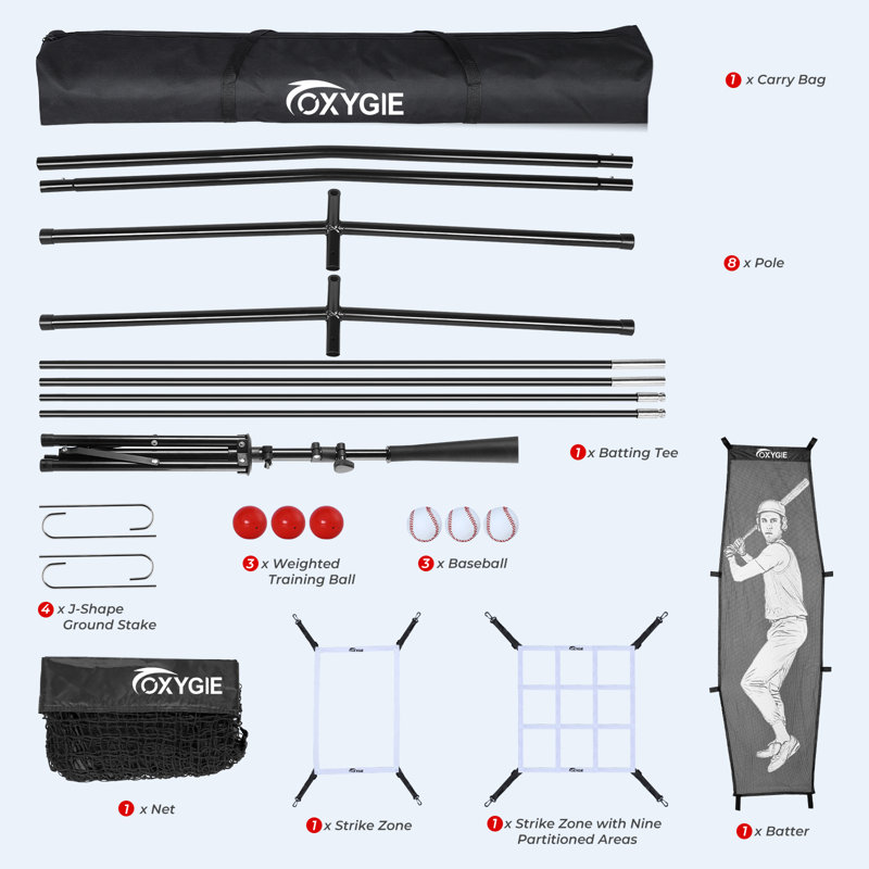 Baseball Softball Hitting Pitching Batting Practise Net With Batting, Black