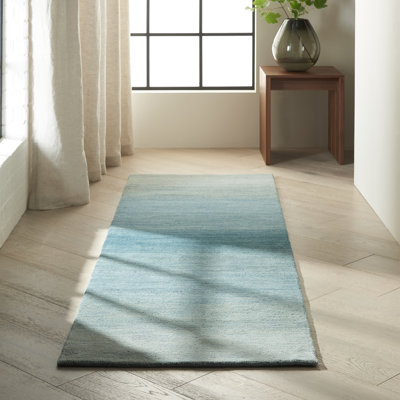Linear Glow Ombre Wool Hand Woven Area Rug