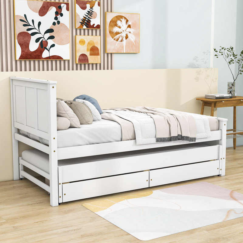 Lit plateforme simple avec rangement, Blanc
