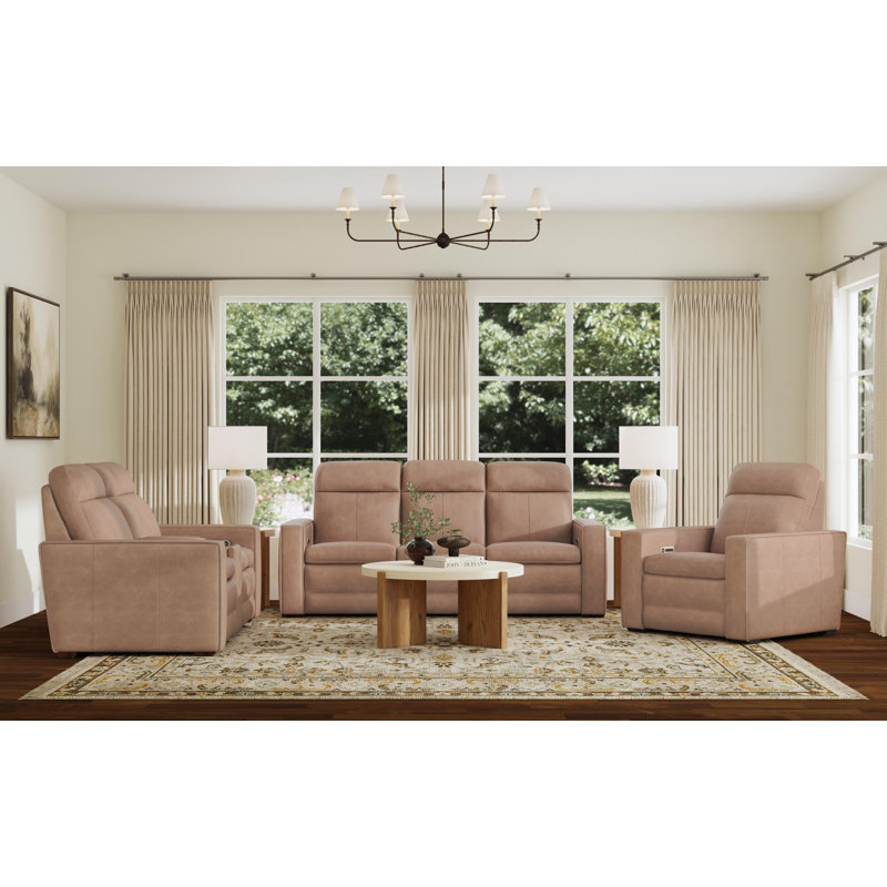 Causeuse inclinable électrique avec console Windsor, appuis-tête électriques, lombaire Windsor, Tanné