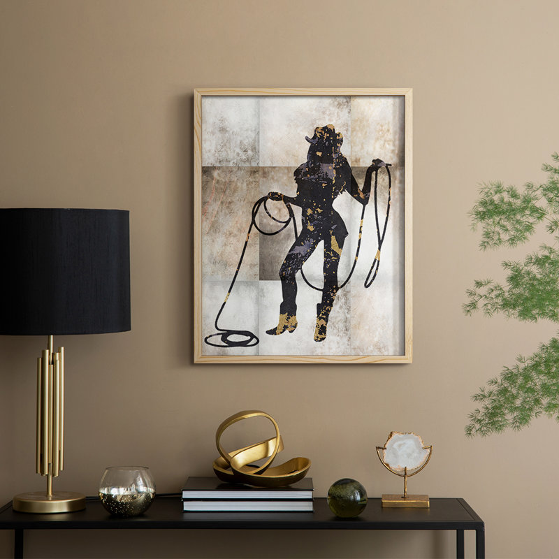 Cowgirl III Framed Print - Solid Wood, Natural, 15" H x 12" W