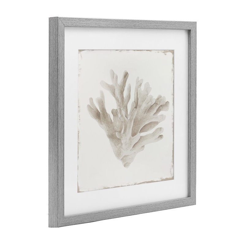 Sandy Coral Drift, reproduction encadrée sous verre, conception de Lily K., H 13 po x l 13 po, Cadre de ferme gris
