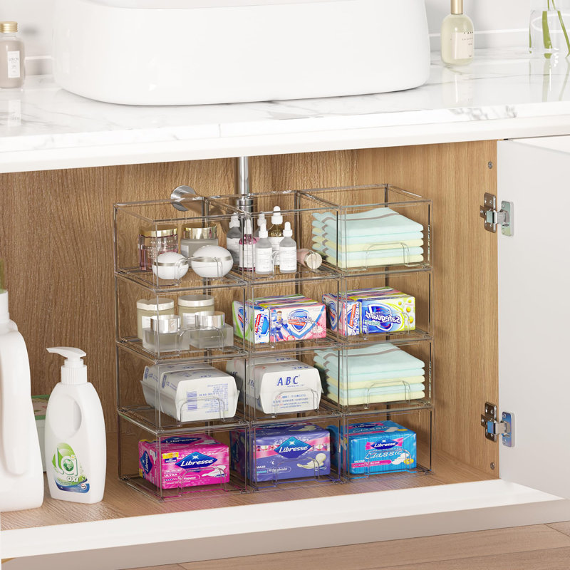 Clear Plastic Stackable Storage Organizers - Multi-Purpose Drawer Set For Home
