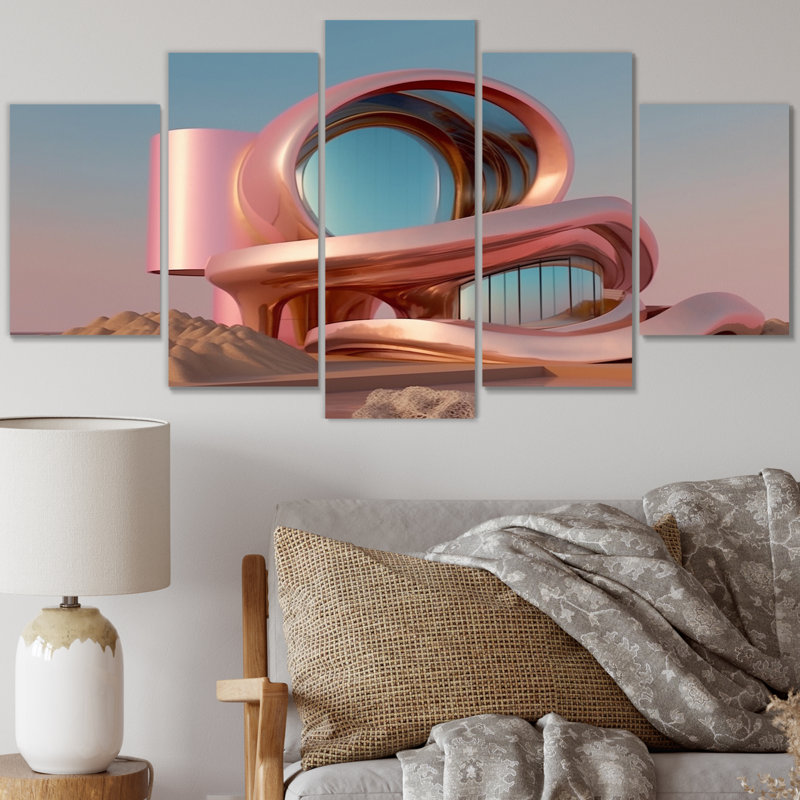 «Architectural Grace Futuristic Minimal I», reproduction d'art sur toile - 5 panneaux