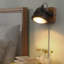 Adjustable Plug in Wall Sconce with Wooden Base, Industrial Black Spotlight Wall Lamp for Bedroom Bedside Reading, Modern Farmhouse Wall Light Fixture