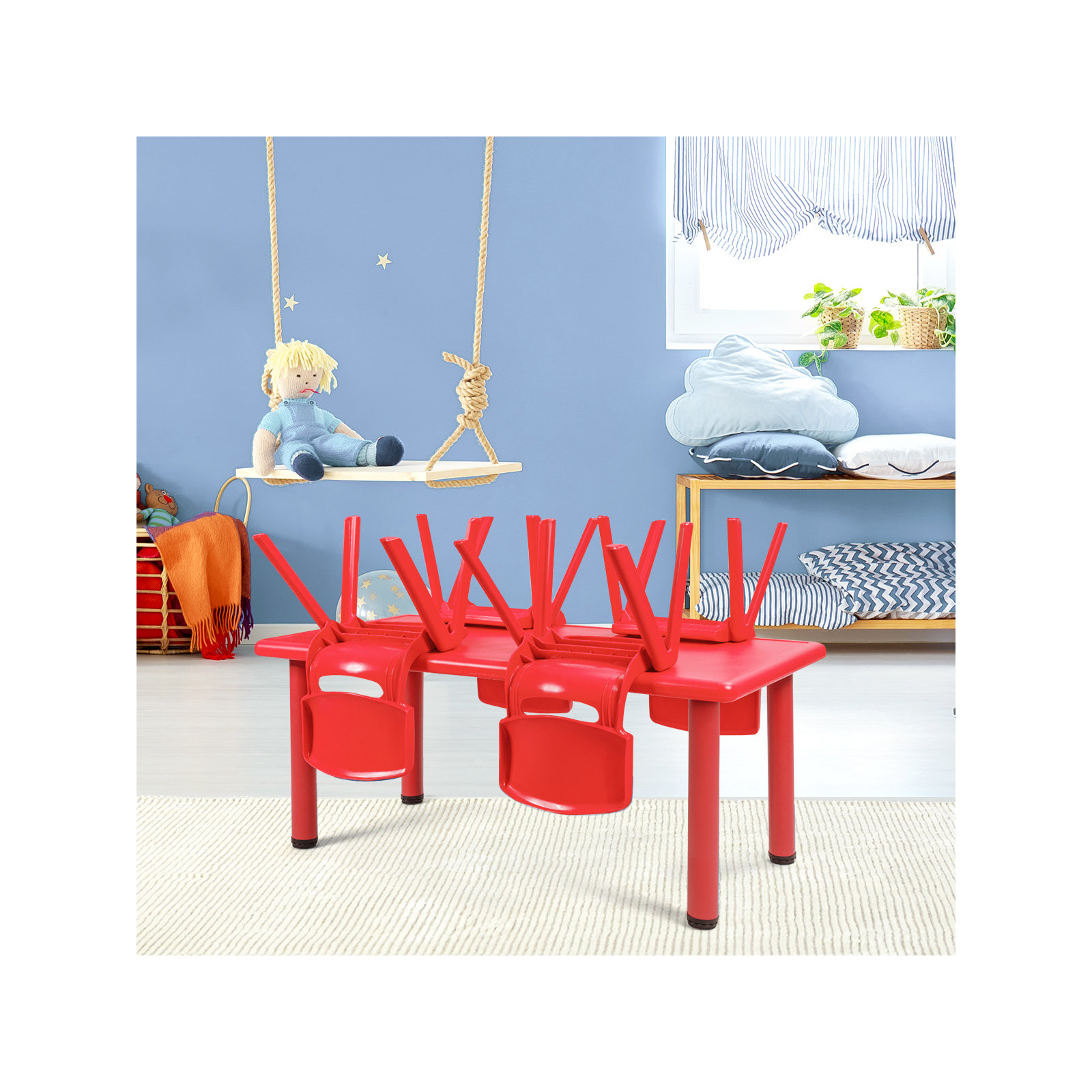 Millner Zoomie Kids Kids Multifunctional Activity Rectangle Table Kids Learn And Play Desk Red, Red