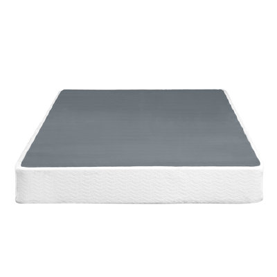 Black Metal Frame King Mattress Foundation, Textured Fabric Cover, 12 Slat Supports, 700Lbs Load Capacity, Simple Setup Technique Foundation - 1Pc & Fabric, 8.5" High, Support, Assembly Awareness,