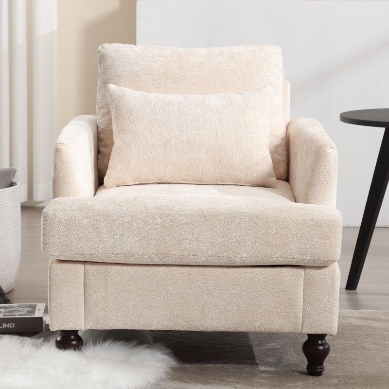 Denzal Upholstered Armchair, Beige Chenille