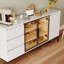 Console Buffet, 3 tiroirs, armoires de rangement pour la salle à manger - blanc