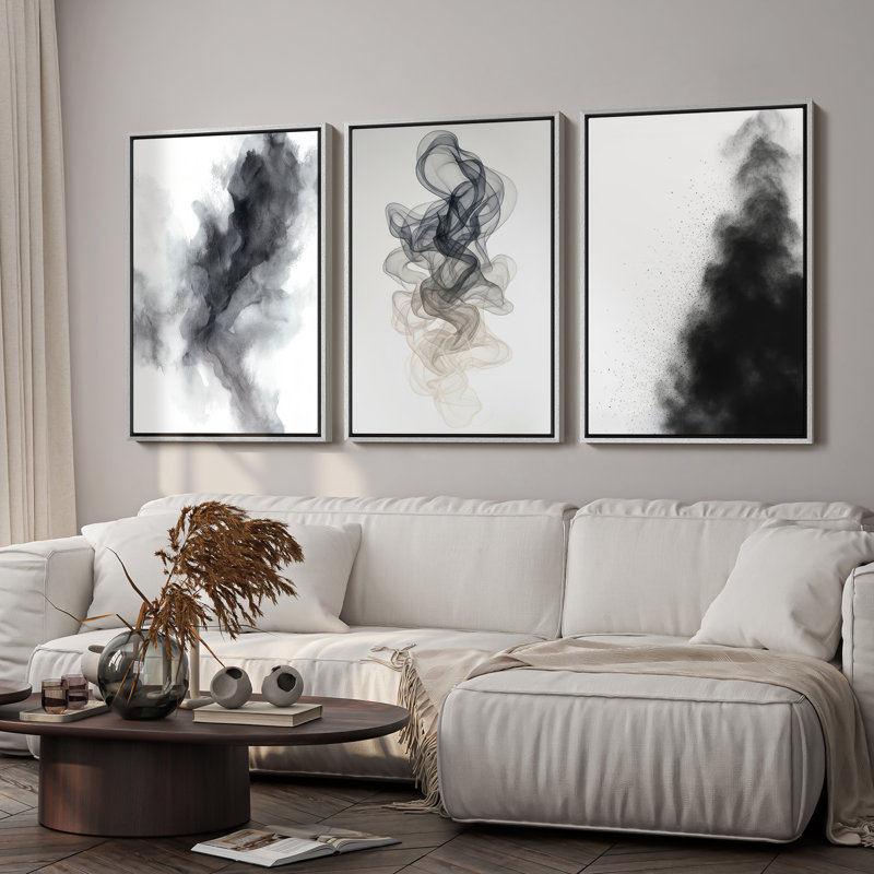 Art mural encadré abstrait rétro antique classique pour chambre à coucher, H 24 po x l 16 po, Noir