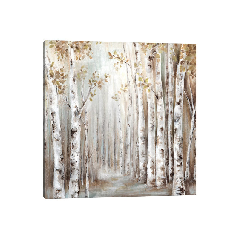 «Sunset Birch Forest III» - reproduction, Toile tendue, H 18 po x l 18 po x 1,5 po