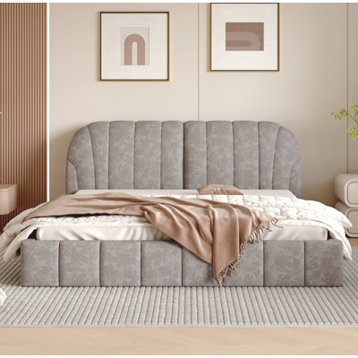 Queen Size Upholstered Platform Bed with Thick Fabric, Polyester -  Everly Quinn, 9689F886BACD4015AB983D8310BB7808