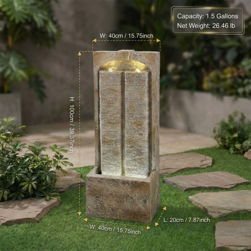 Fontaine d'extérieur 39 pouces avec pompe