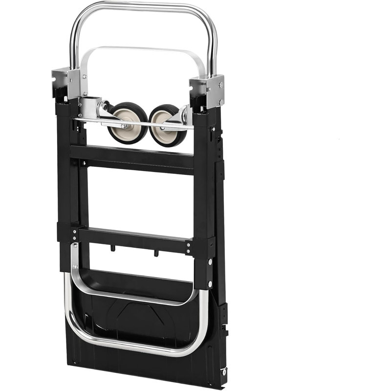 Chariot de transport manuel 2 en 1, chariot pliant en acier au carbone avec roues et sangles élastiques, capacité de charge de 220 lb pour la maison, le bureau, l'entrepôt, le magasin d'alimentation