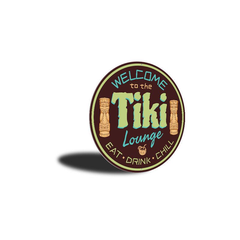 Plaque en aluminium Welcome Tiki Lounge, H 12 po x l 12 po x P 0,04 po