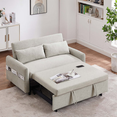 Canapé-lit escamotable avec dossier ajustable, poches de rangement
