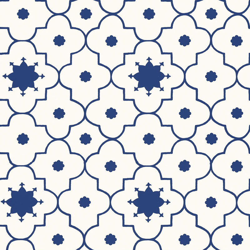 Papier peint treillis Taj, Bleu de Jaipur
