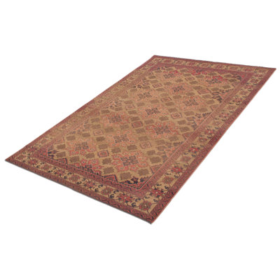 Tapis unique en laine de style années 1990 de 6 pi 2 po x 9 pi 6 po Aksh