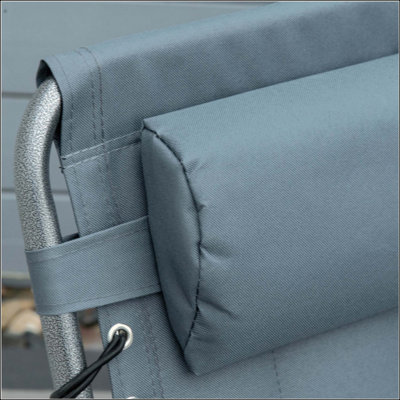 Padded Folding Chaise Lounge Chair, Outdoor 6-Level Reclining Camping Tanning Chair With Headrest For Beach, Yard, Patio, Pool