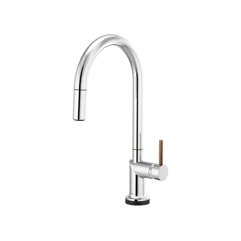 Odin® SmartTouch® Pull-Down Faucet with Arc Spout, Wood Lever, Polished Chrome