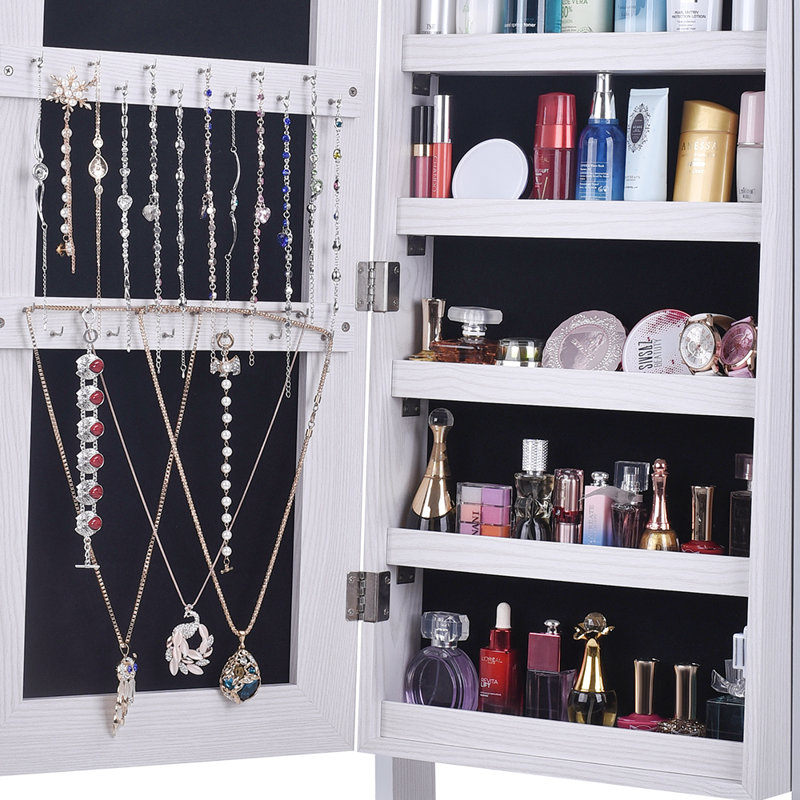 Armoire à bijoux avec miroir Danaisa, Blanc