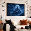 " Gothic Castle On Snowy Cliff Under Giant Full Halloween " Painting Print-1218570856