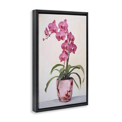Toile flottante encadrée moderne orchidée rose par Petals Prints Design