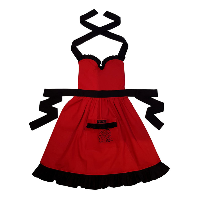 Fifi No Pattern Bib Apron, Red/Black
