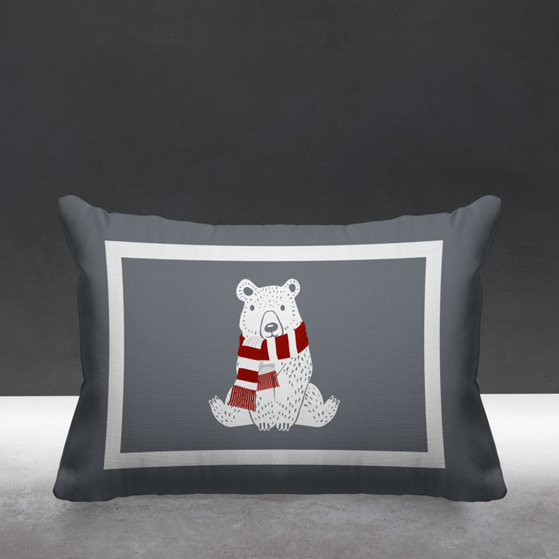 Coussin intérieur / extérieur Folk Christmas Bear, Gris