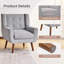 Fauteuil d'appoint moderne - fauteuil simple, fauteuil rembourré gris pour le salon, la chambre à coucher ou le bureau - Fauteuil confortable à petit espace avec structure robuste