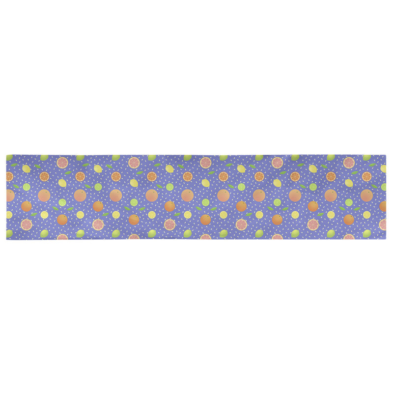Chemin de table géométrique avicia, 73,5 po x 17,5 po, Bleu, Polyester