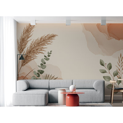 Papier peint abstrait Boho - tons neutres, esthétique minimaliste, murale moderne, terre cuite et beige 663RS (non tissé) RS663