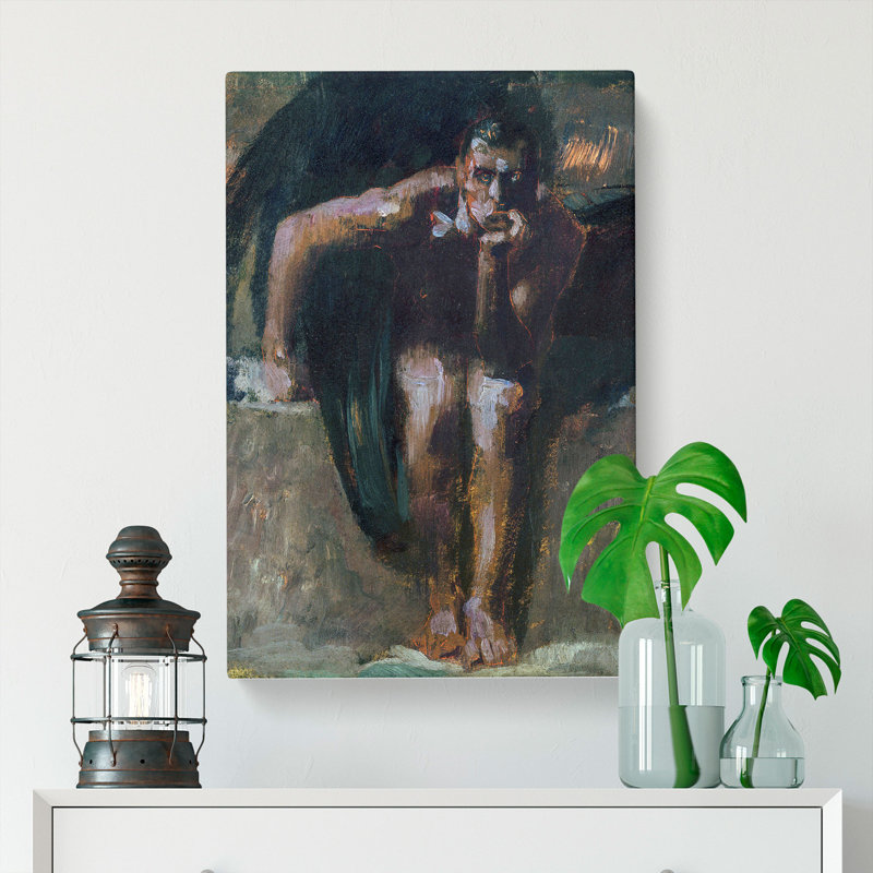 Lucifer Vol.2 by Franz Von Stuck - Wrapped Canvas Painting, 76cm H x 50cm W x 3cm D