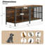 Table de bout de 80 po avec cage pour chien brun rustique, chenil d'intérieur 2 portes robuste, meuble pour chien polyvalent comme meuble télé-1499153297