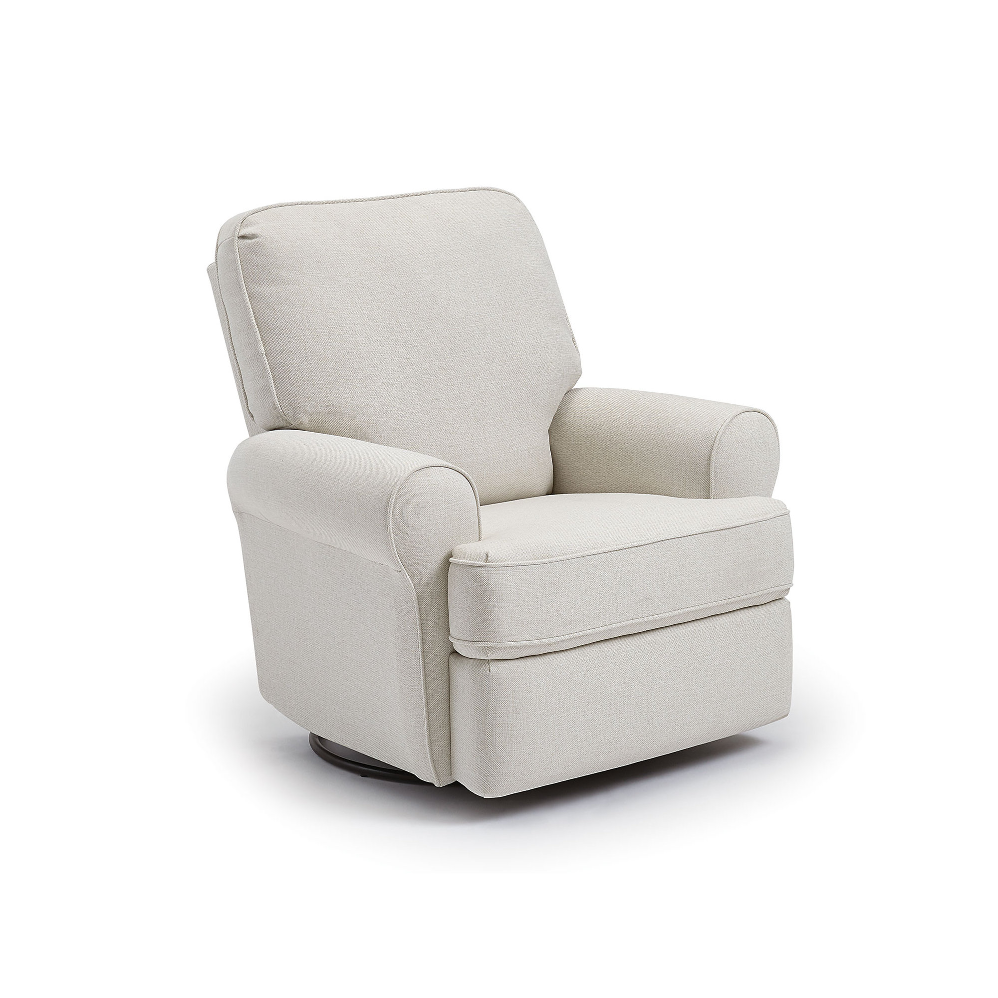 Aubry Upholstered Swivel Reclining Glider, Snow Ivory Performance