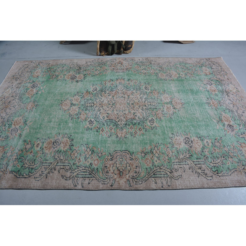 Tapis tissé à la main, tapis turcs, tapis de cuisine, grands tapis bruns de 5,6 x 8,7 pi, tapis rétro