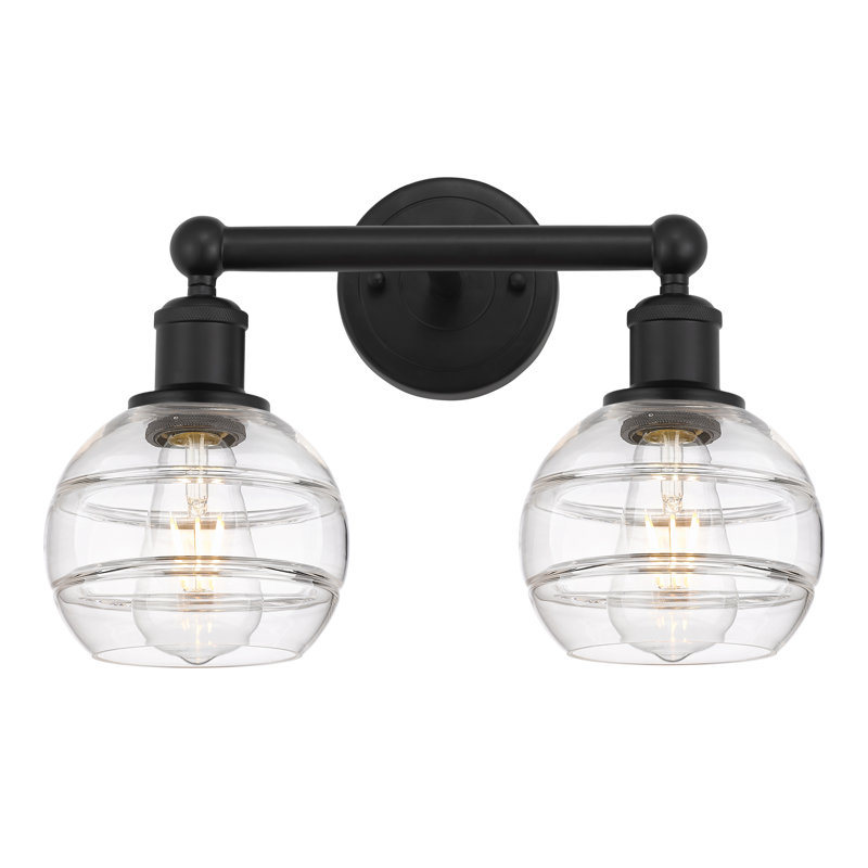 Éclairage pour meuble-lavabo à 2 lumières à intensité variable Natick, Transparent, Noir mat