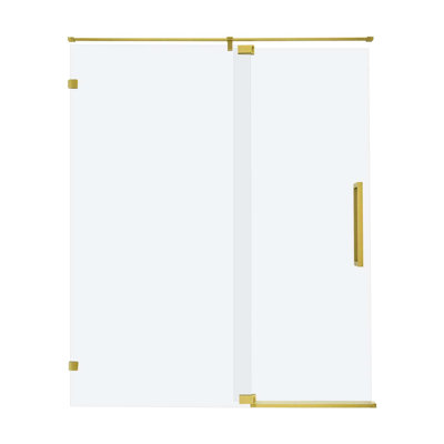 Porte de douche battante à panneau simple sans cadre l 32-36 "x H 76", écran de douche or brossé, verre trempé transparent de 5/16 po avec film de sécurité