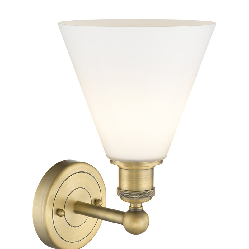 Beva Steel Armed Sconce, Matte White, Brushed Brass
