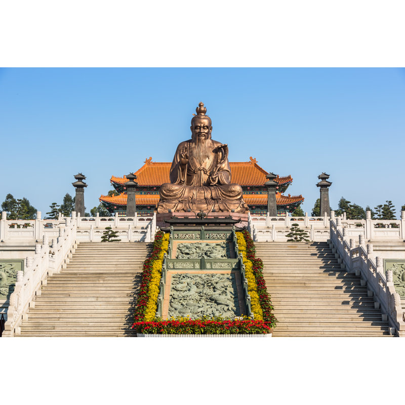 Laozi Statue - Wrapped Canvas Print, 30cm H x 46cm W x 3.8cm D