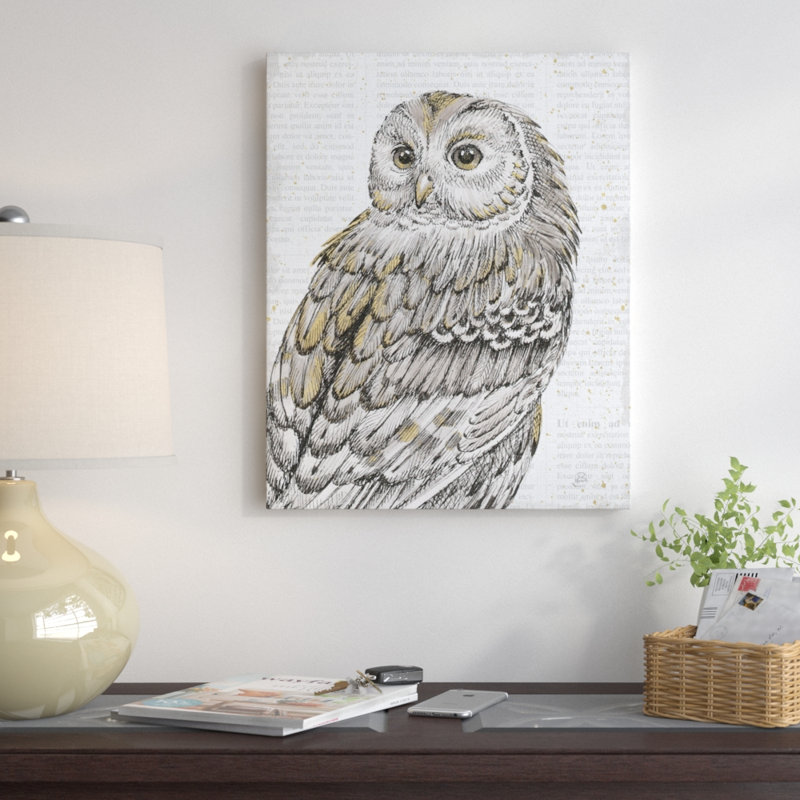 «Beautiful Owls III» par Daphne Brissonnet, art mural sur toile, Toile tendue, H 20 po x l 16 po x P 0,75 po