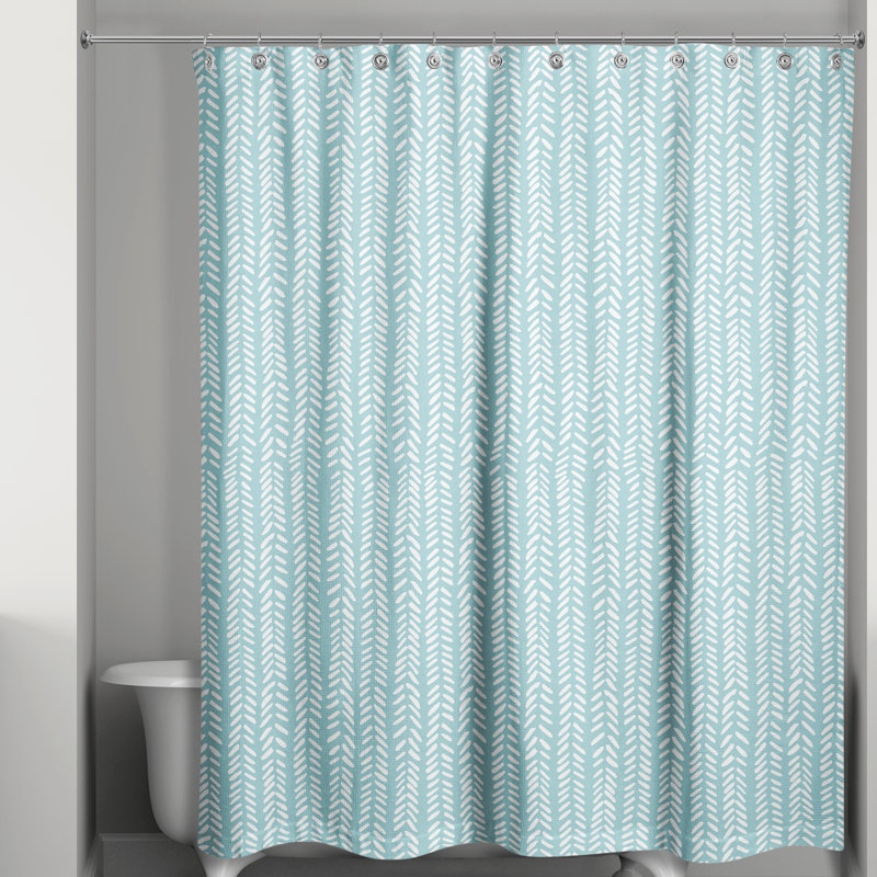  Rideau de douche géométrique simple, Bleu sarcelle / blanc