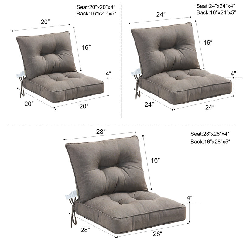  Outdoor Chair Cushions Set 28"X28"X4",All-Weather Patio Furniture Cushions With High Resilience Foam, Indoor Outdoor Seat & Back Cushion For Patio, Garden, Sunroom,Silver
