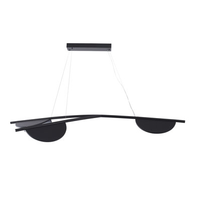 Luminaire suspendu 3 lumières DEL en aluminium noir avec diffuseurs en acrylique blanc