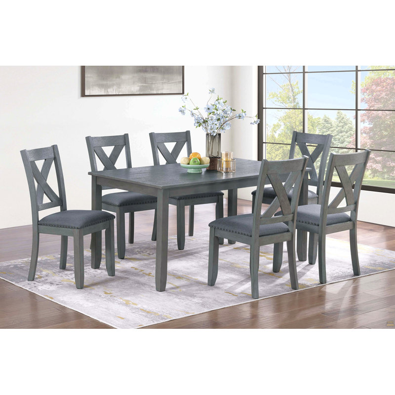 Finition grise table de salle à manger 6X chaises 7Pcs