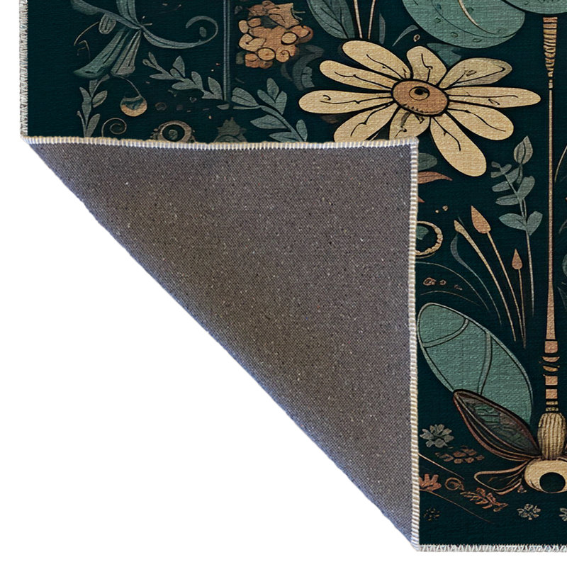 Mira Dark-Toned Multi-Coloured Mixed Ethnic Flower and Rose Patterned Modern Decorative Rug, Rectangle 4'7.12" x 6'6.74"