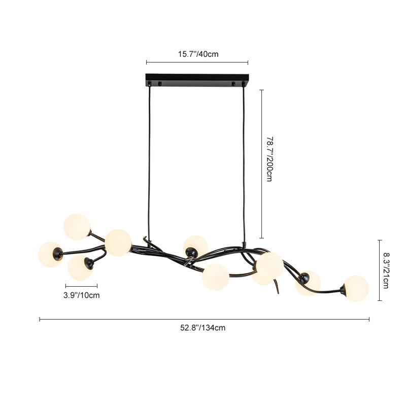Dekisha 10-Light Glass Globe Branch Linear Chandelier
