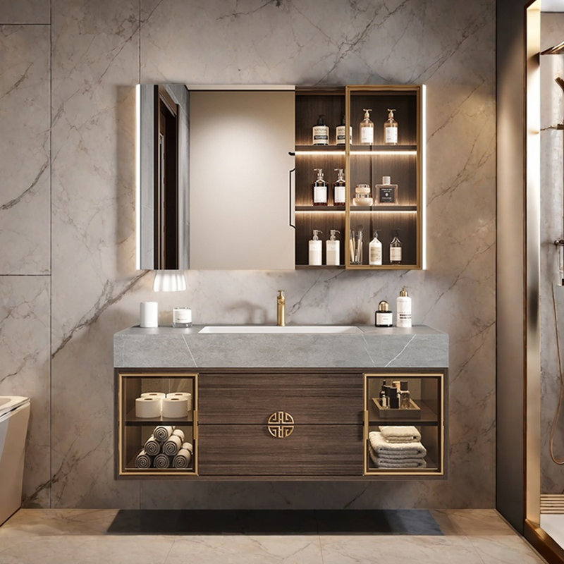 Armoire de salle de bain simple et de style rétro